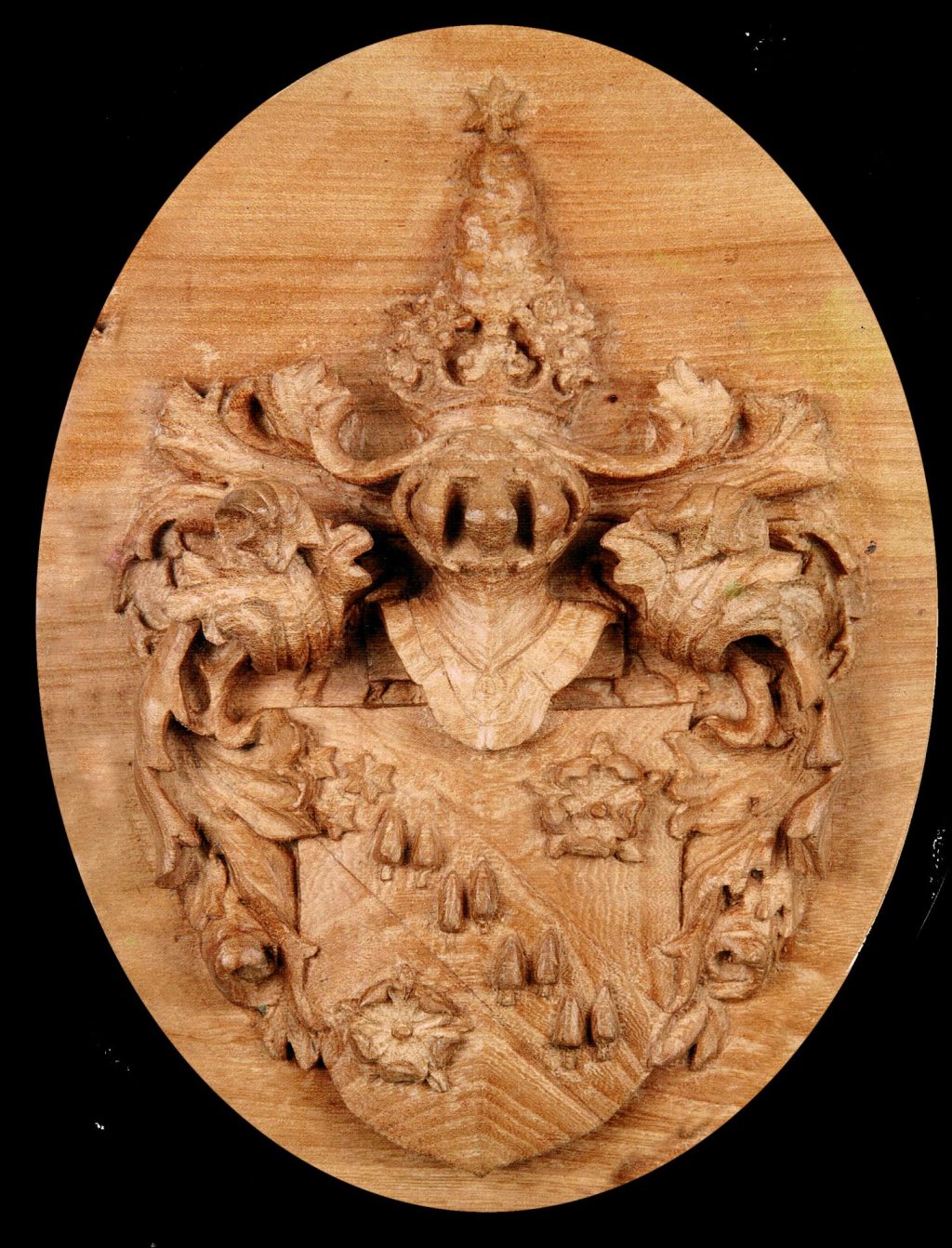 Wappenrelief Wappen Familienwappen aus Holz