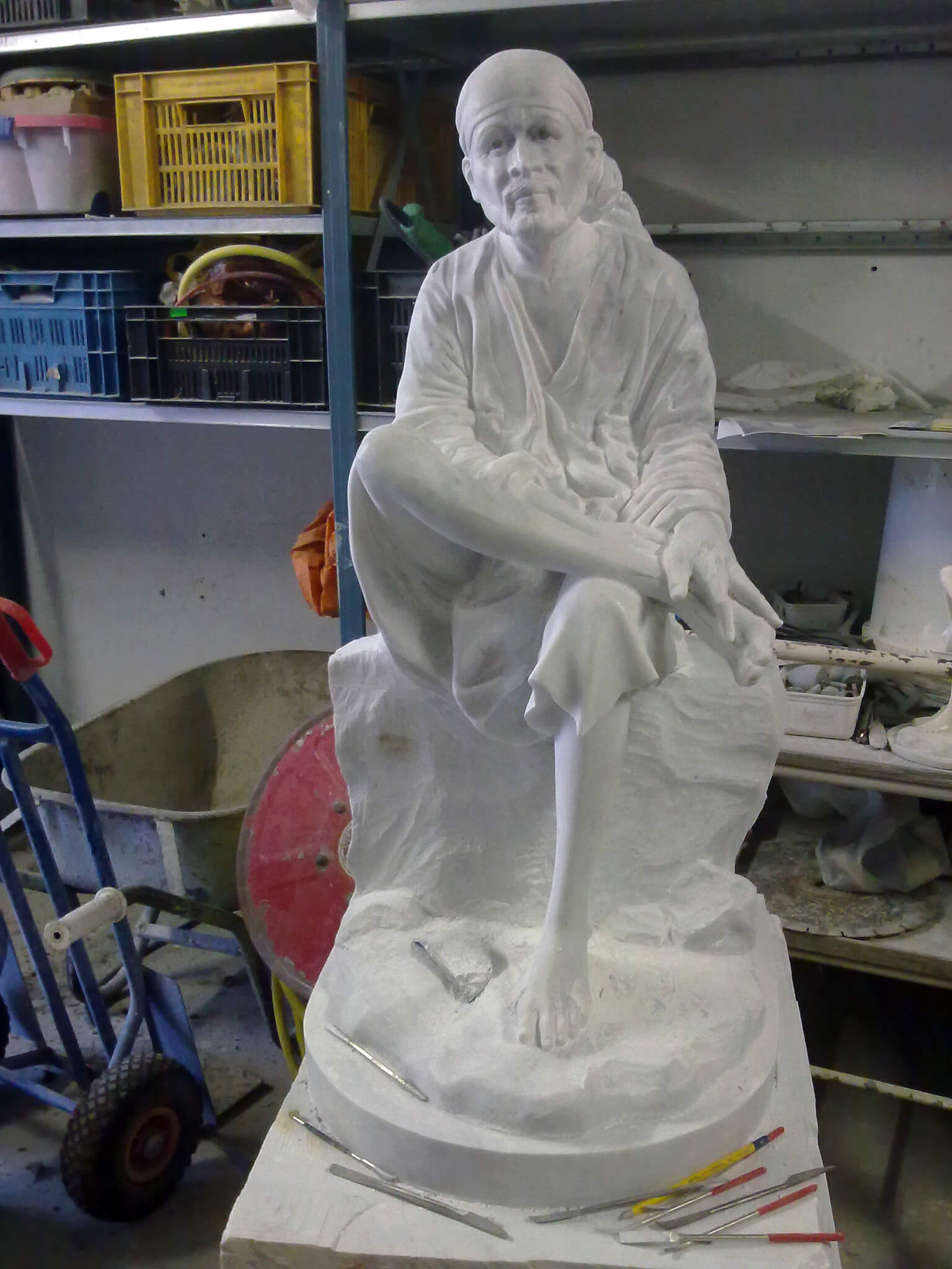 marble Shirdi Sai statue fine carving process