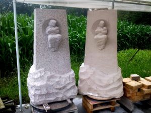 grafmonument, graniet en model