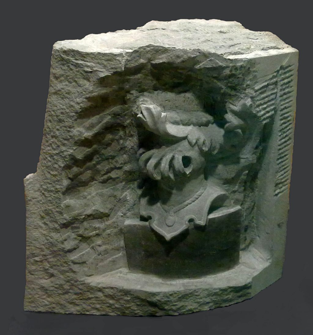 wapensteen helm en schild, proefstuk