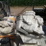 kopie van kraagsteen voor Eusebiustoren: kat met vleugels naar tufstenen origineel in nieuwe muschelkalksteen