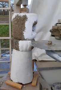 reconstructie schacht en vuurkamer lantaarn op zaagmachine
